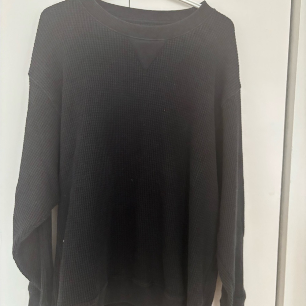 Black Waffle Knit Sweater